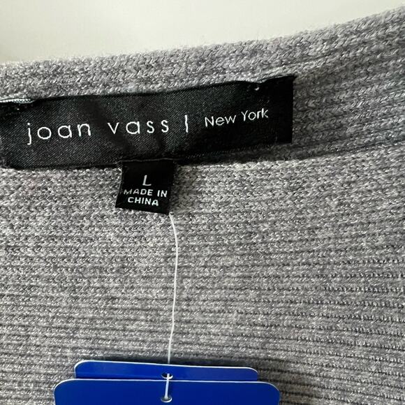 JOAN VASS NEWYORK MIST HEATHER GREY BATWING SWEATER SIZE L NWT - Picture 7 of 12